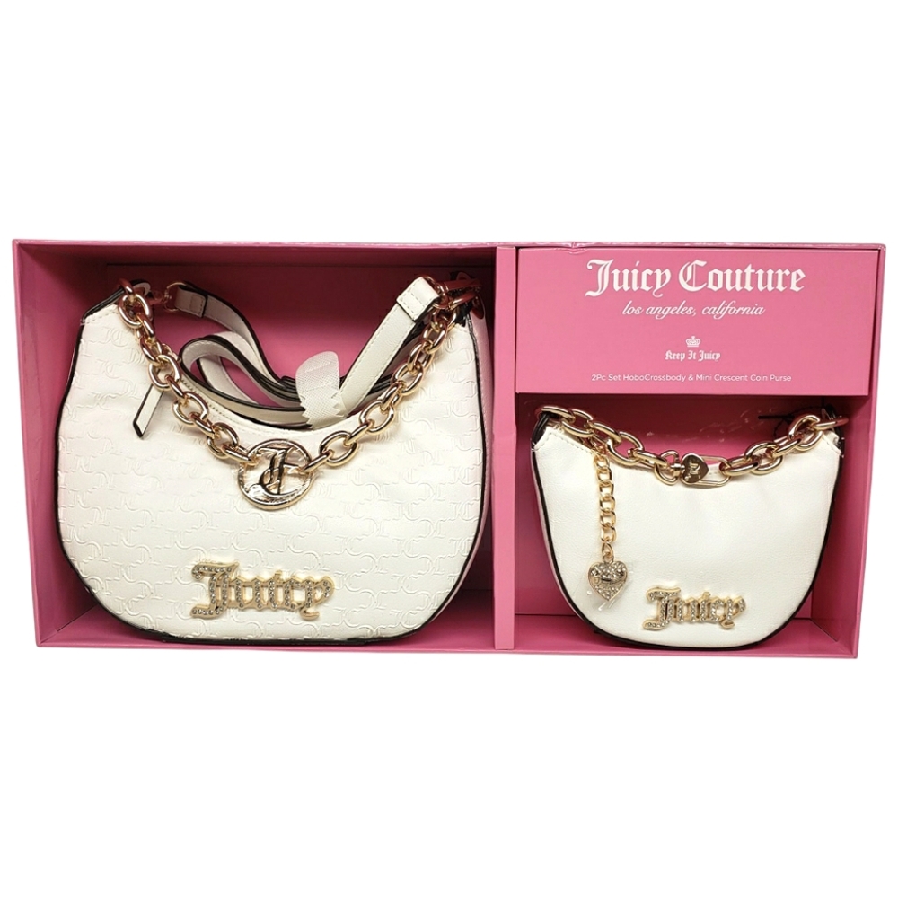 Juicy Couture 2pc Gift set Crossbody Bag & Mini Purse White NWT Luxury and Chic